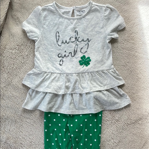 Carter's Other - Carter's Gray and Green Lucky Girl Set